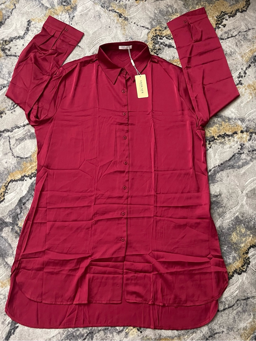 Long-Sleeve Button-Front Nightshirt